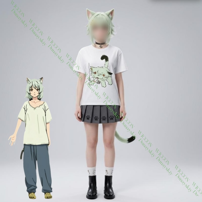 Anime Merchandise T-Shirts - Chainsmoker Cat Yaniko Satou Sevimli Baskılı